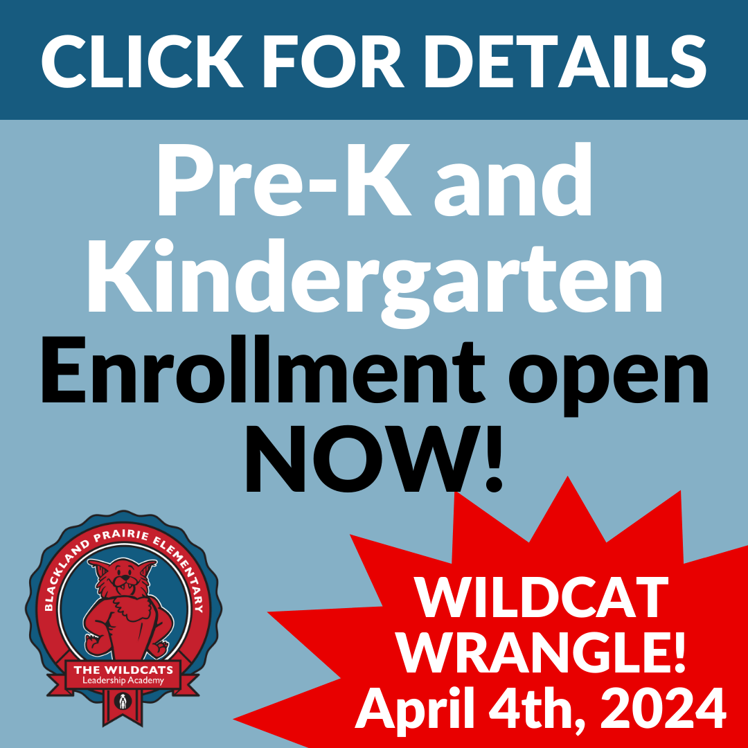 Pre-K and Kindergarten<br />
Enrollment open NOW!<br />
CLICK FOR DETAILS<br />
WILDCAT WRANGLE! April 4th, 2024